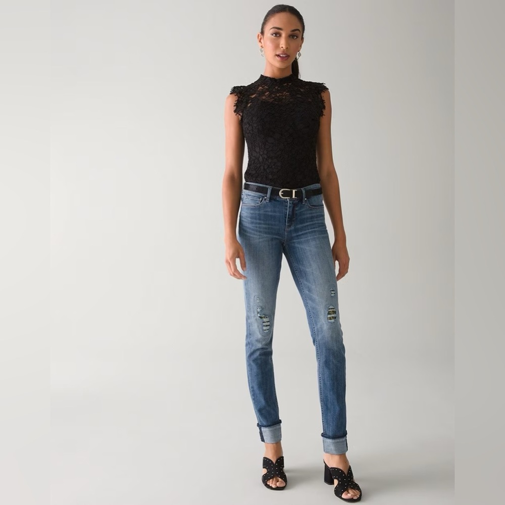 WHBM 💙 Mid-Rise Everyday Soft Denim\Destructed Slim Jeans💙BRAND NEW W TAGS
